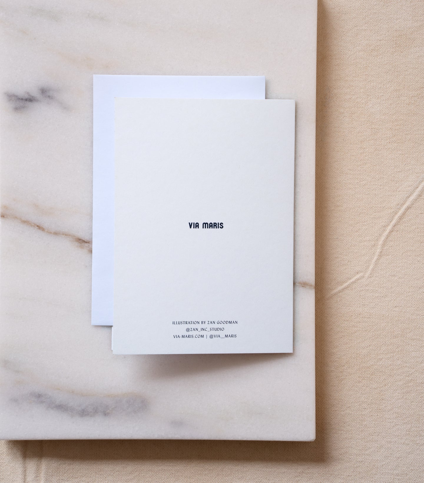 Load image into Gallery viewer, Back of Happy Chanukah greeting card with Via Maris printed logo