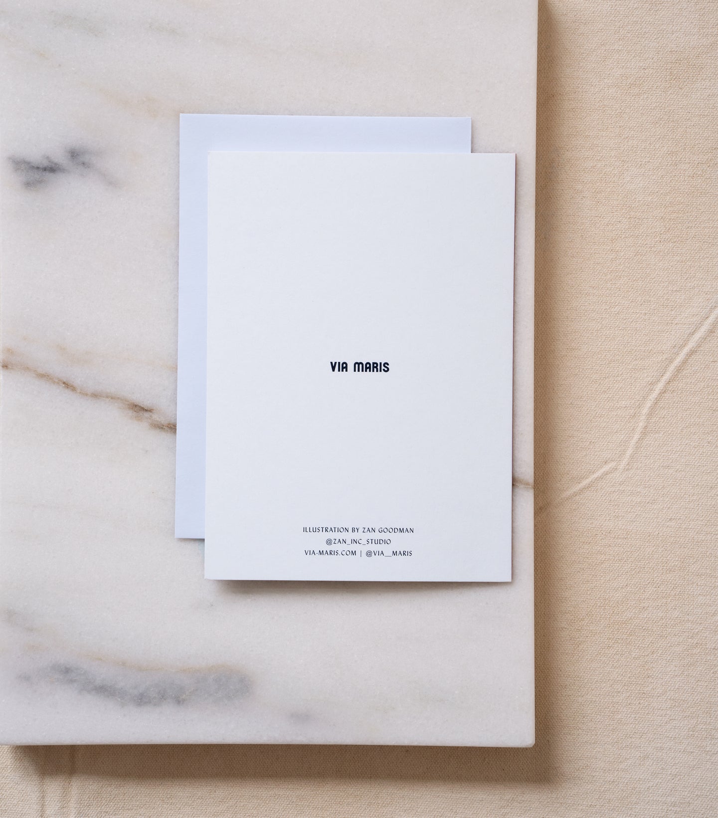 Load image into Gallery viewer, Back of Mazel Tov! greeting card with Via Maris printed logo