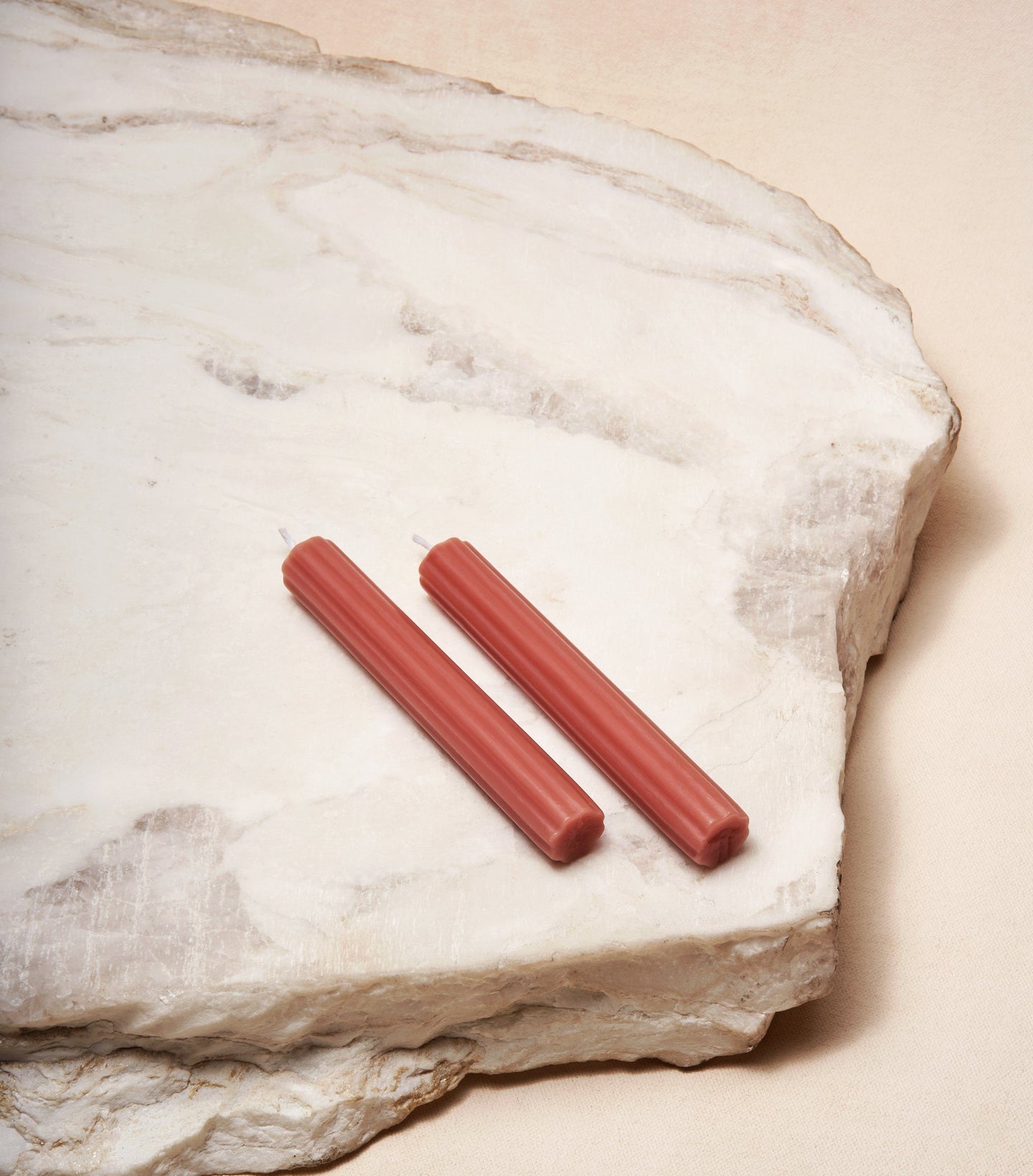 Load image into Gallery viewer, Two Shabbat Candles in Clay Red