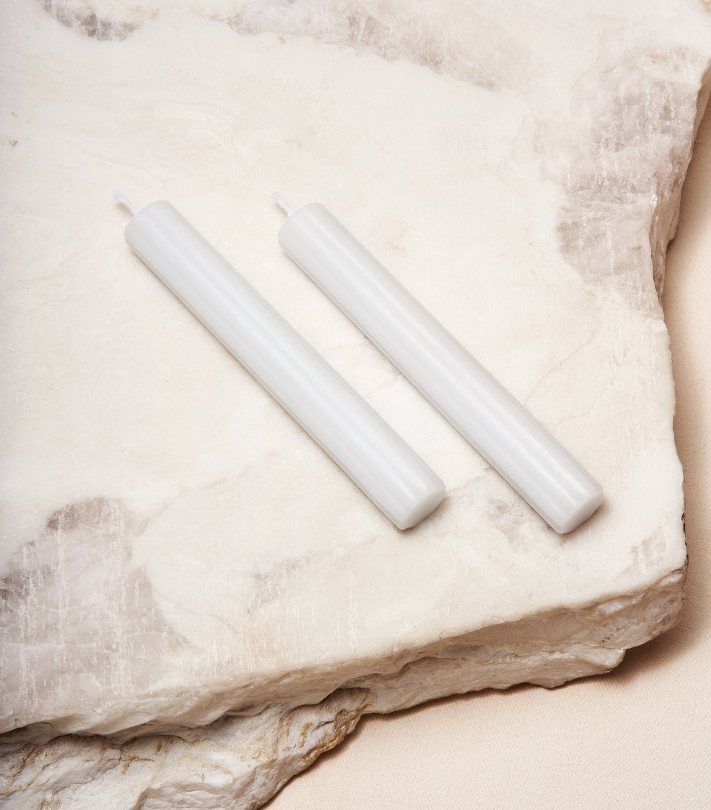 Load image into Gallery viewer, Two Shabbat Candles in Cloud White
