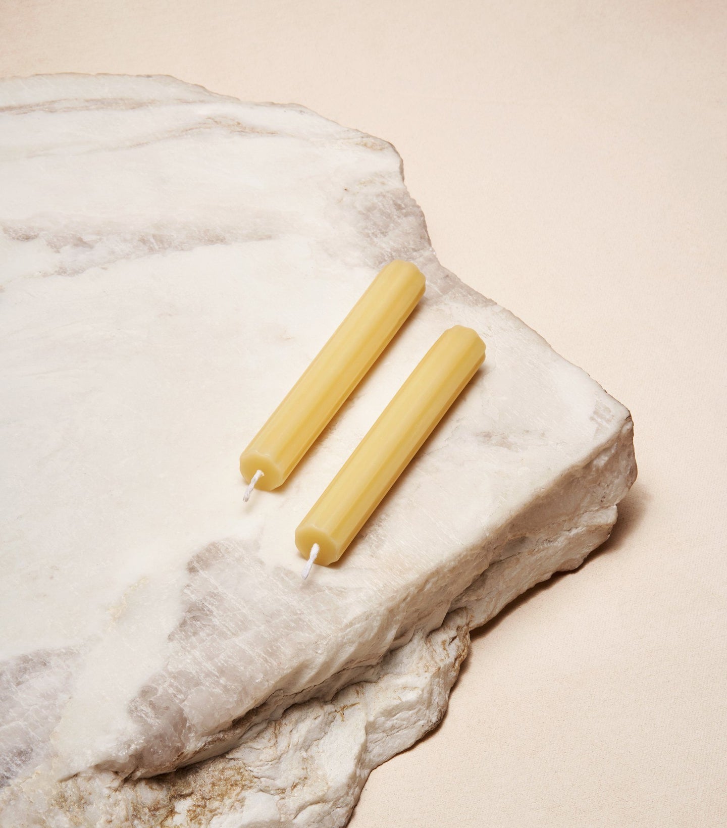 Load image into Gallery viewer, Two Shabbat Candles in Sand Yellow