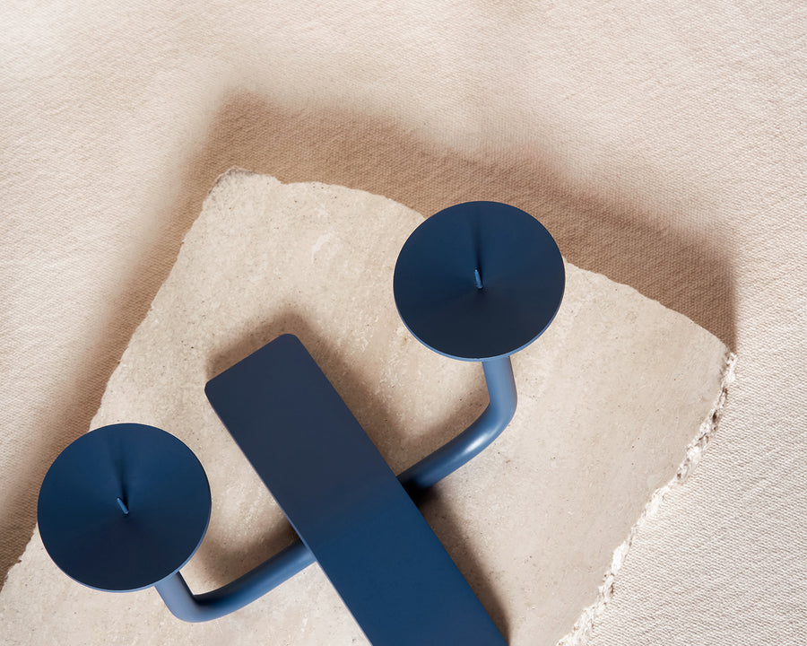 Modern Shabbat Candleholder in Midnight Blue