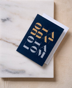 Shabbat Shalom greeting card and white envelope