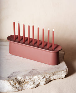 Block Chanukiah in Clay with nine Chanukah candles