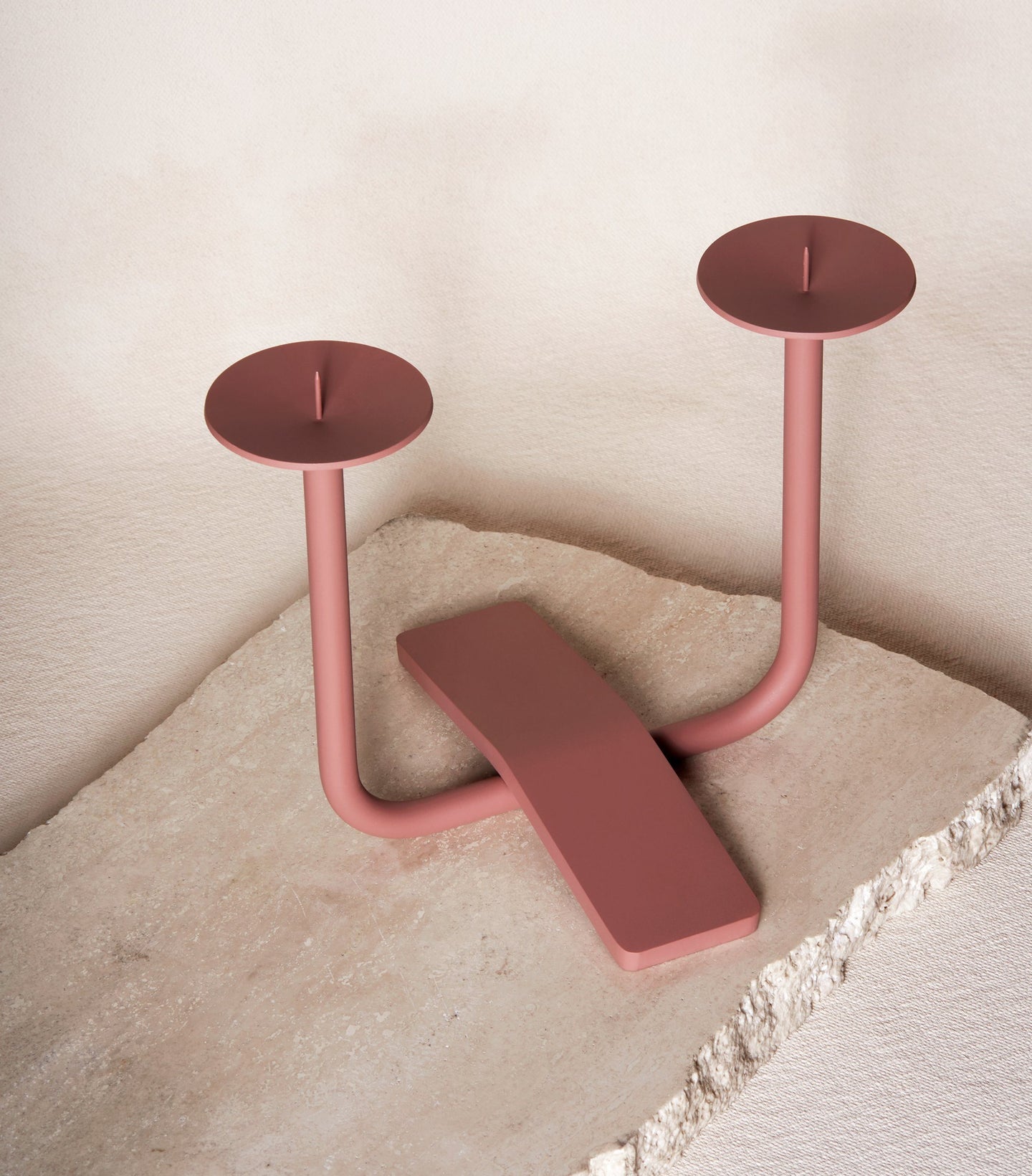 Load image into Gallery viewer, Rest Candleholder in Clay top view of two candle cups
