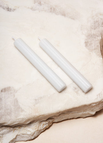 Two Shabbat Candles in Cloud White