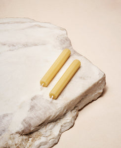 Two Shabbat Candles in Sand Yellow