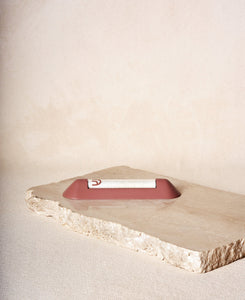 Shelter Mezuzah in Clay Red side view