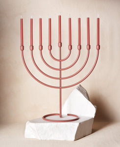 Trace Chanukiah in Clay Red with Candles