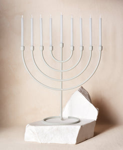  Chanukah Candles in Cloud White with Chanukiah Via Maris