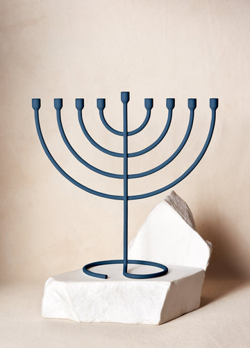 Trace Chanukiah in Midnight Blue