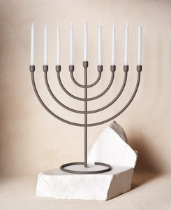Trace Chanukiah in Noir with Candles