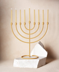 Trace Chanukiah in Sandle Yellow with Candles
